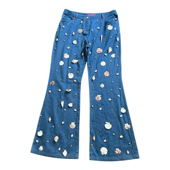 Tyler McGillivary Thingamabob Pants Seashell Retro Wide Leg Flare 70's Jeans XL - Picture 1 of 11